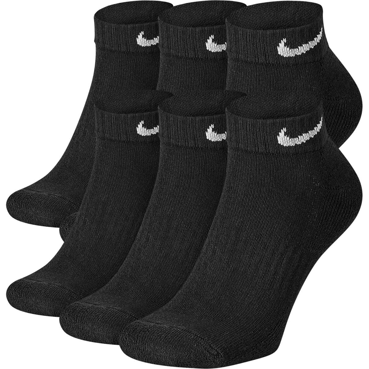 Nike Men's 6 Pack Large Cushioned Low Socks Black White Large