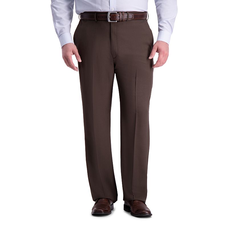 Haggar Mens Classic fit Dress Pants 52 / 30 Brown Solid