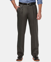 HAGGAR Mens Classic fit Casual Khaki Pants 44 / 30 Grey Solid
