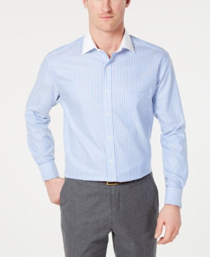 Tasso Elba Mens Classic Regular Fit Button Down Shirt Light Blue 16.5 34 35