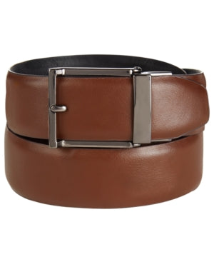 Kenneth Cole Mens Brown Comfort Stretch Faux Leather Casual Belt Small