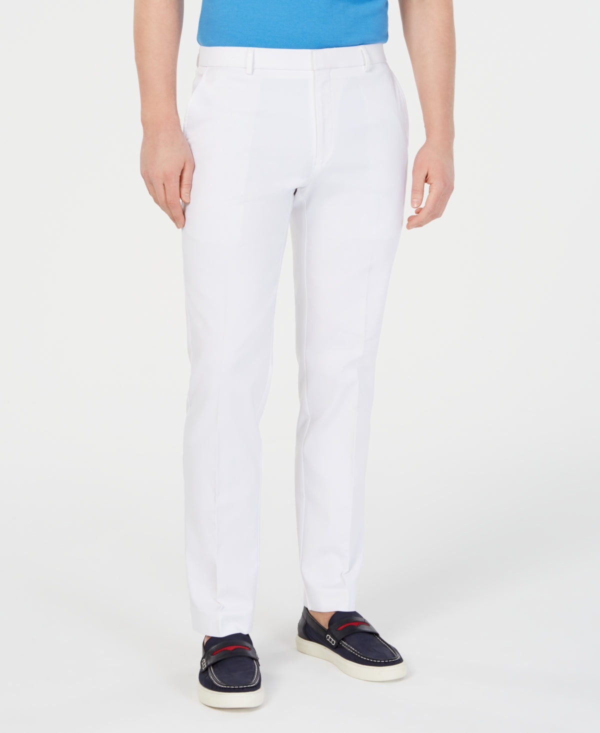 Tommy Hilfiger Mens Modern fit Dress Pants 36 / 32 White Solid Stretch