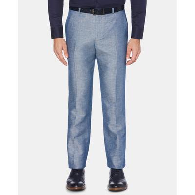 Perry Ellis Mens Modern fit Dress Pants 38 / 32 Blue Solid Linen