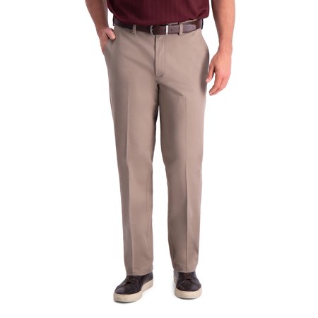 Haggar Mens Classic fit Dress Pants 36 / 32 Beige Solid Stretch
