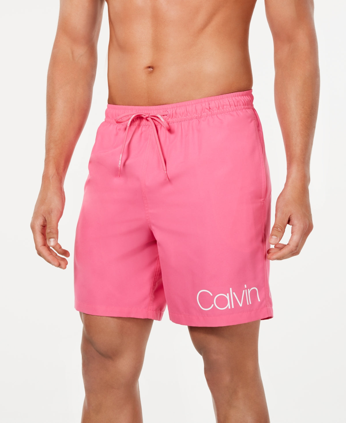 Calvin Klein Mens Regular fit Swim Trunks Swimwear Small / 7 Inseam Pink Solid