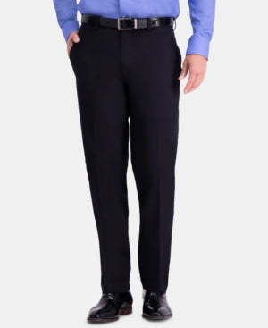 Haggar Mens Classic fit Casual Pants 38 / 30 Black Solid Stretch