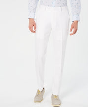 Bar III Mens Slim fit Linen Dress Pants 33 / 30 White Solid