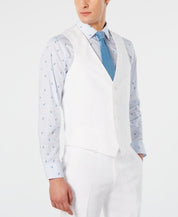 Bar III Mens Slim fit Button-Up Suit Vest Small White Linen