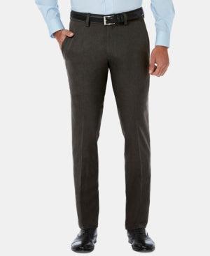 Haggar Men's Dress Pants Cool 18 Pro Slim-Fit 4-Way Stretch Heather Grey 36 x 34