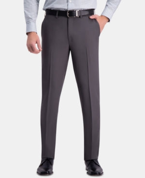 Haggar Mens Slim fit Dress Pants 32 / 30 Charcoal Grey Solid Stretch