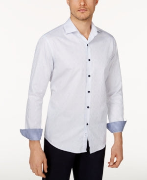 Tasso Elba Men's Medallion Print Button Down Shirt White 2XL
