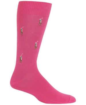 Polo Ralph Lauren Mens Embroidered Dress Socks Hot Pink 10 - 13
