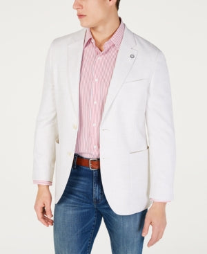 Nautica Mens Modern fit Sport Coat Blazer 40 R White Solid Stretch