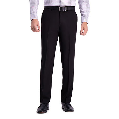 Haggar Mens Classic fit Dress Pants 30 / 30 Black Solid Stretch