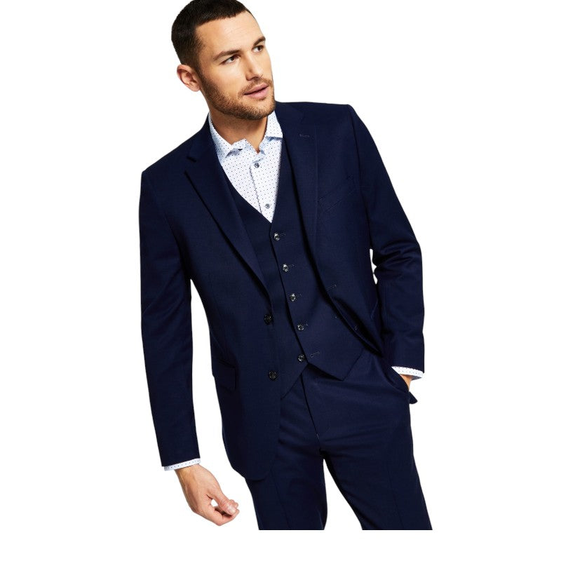 Tommy Hilfiger Mens Modern fit Suit Jacket Blazer 48 L Navy Blue Solid Stretch