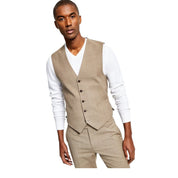 Tommy Hilfiger Mens Modern fit Button-Up Vest Large Beige Solid Stretch
