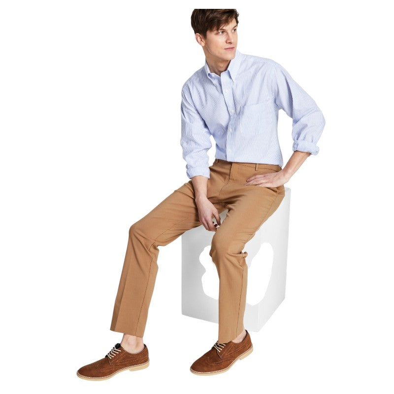 Tommy Hilfiger Mens Modern fit Dress Pants 34 / 30 Beige Solid Stretch