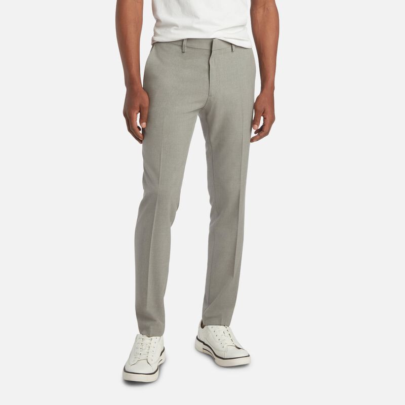 Kenneth Cole Mens Slim fit Dress Pants 32 / 30 Light Grey Solid Stretch