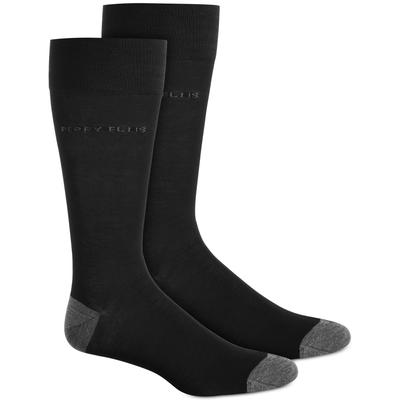 Perry Ellis Men's Logo Crew Socks Black One Size