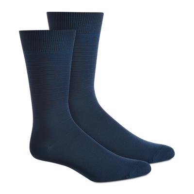 Perry Ellis Men's Textured Stripes Crew Socks New Cobalt Blue One Size