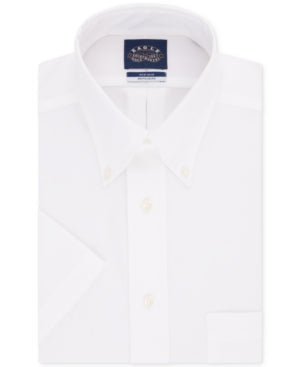 Eagle Men's Classic Fit Non Iron Short Sleeve Dress Shirt 15.5 White Medium