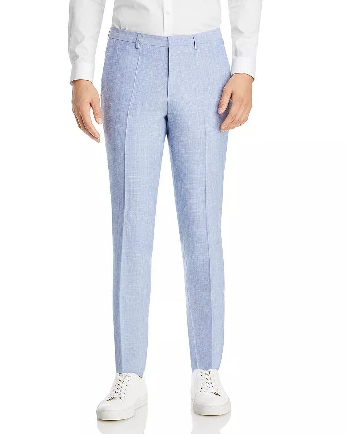 HUGO BOSS Mens Hesten Melange Extra Slim Fit Suit Dress Pants 32 x 32 Light Blue