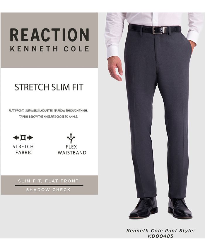 Kenneth Cole Reaction Men's Slim-Fit Shadow Check Dress Pants 34 x 30 Brown