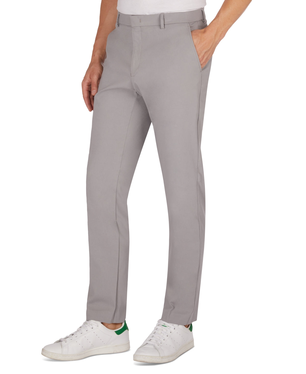 Tommy Hilfiger Mens Modern fit Dress Pants 42 / 30 Light Grey Solid Stretch