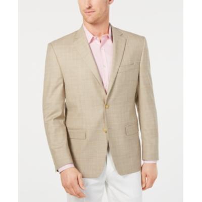 Lauren Ralph Lauren Mens Classic fit Sport Coat Blazer 48 R Beige Plaid Stretch