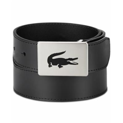 Lacoste Men's Logo Buckle Leather Belt Black 30
