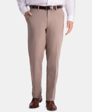 Haggar Mens Classic fit Casual Khaki Pants 38 / 29 Beige Solid Stretch