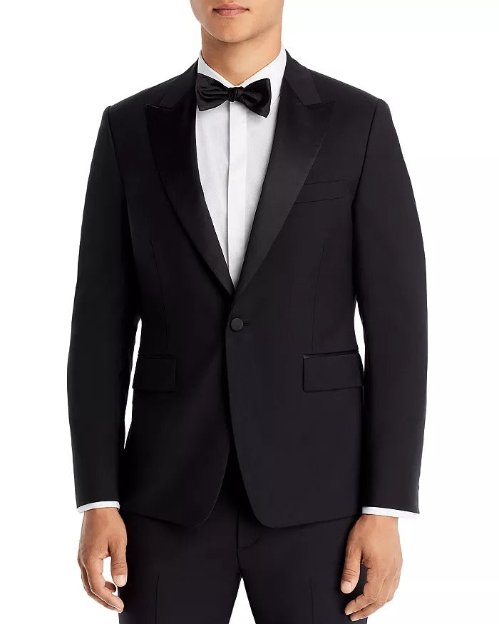 Paul Smith Mens Slim fit 2 Piece Tuxedo Suit 38 S / 32 Waist Black Solid Stretch