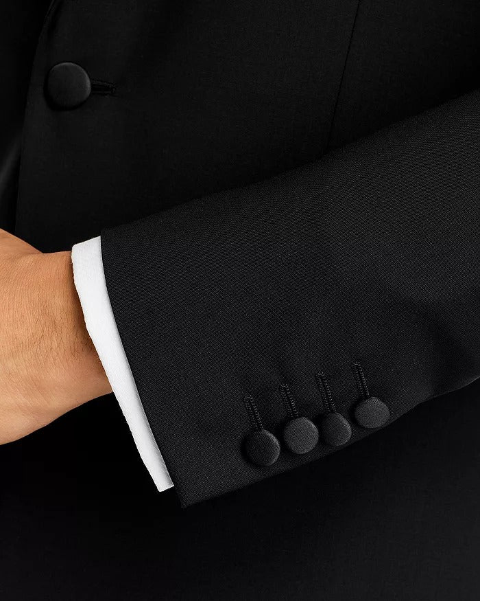 Paul Smith Mens Slim fit 2 Piece Tuxedo Suit 38 S / 32 Waist Black Solid Stretch