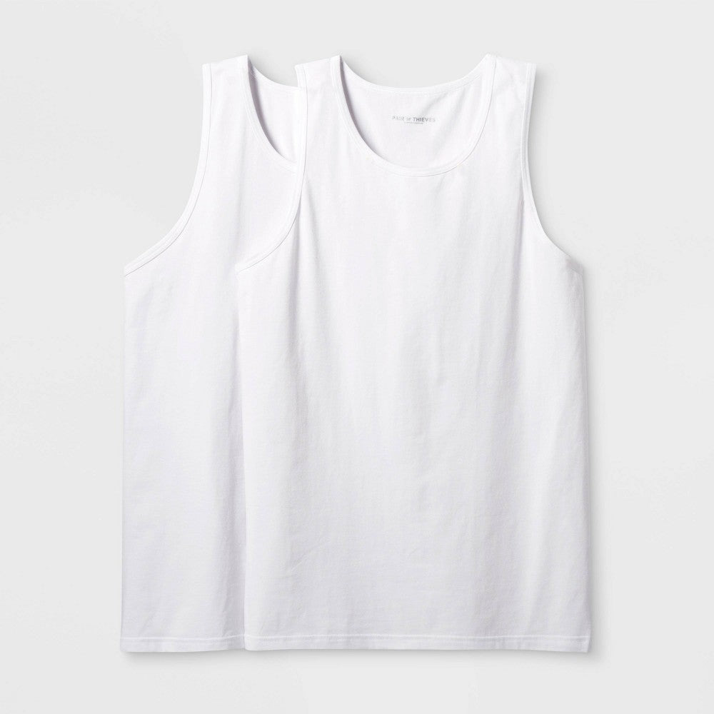 Pair of Thieves Mens 2 Pack Tank Top Shirt Undershirt White Medium