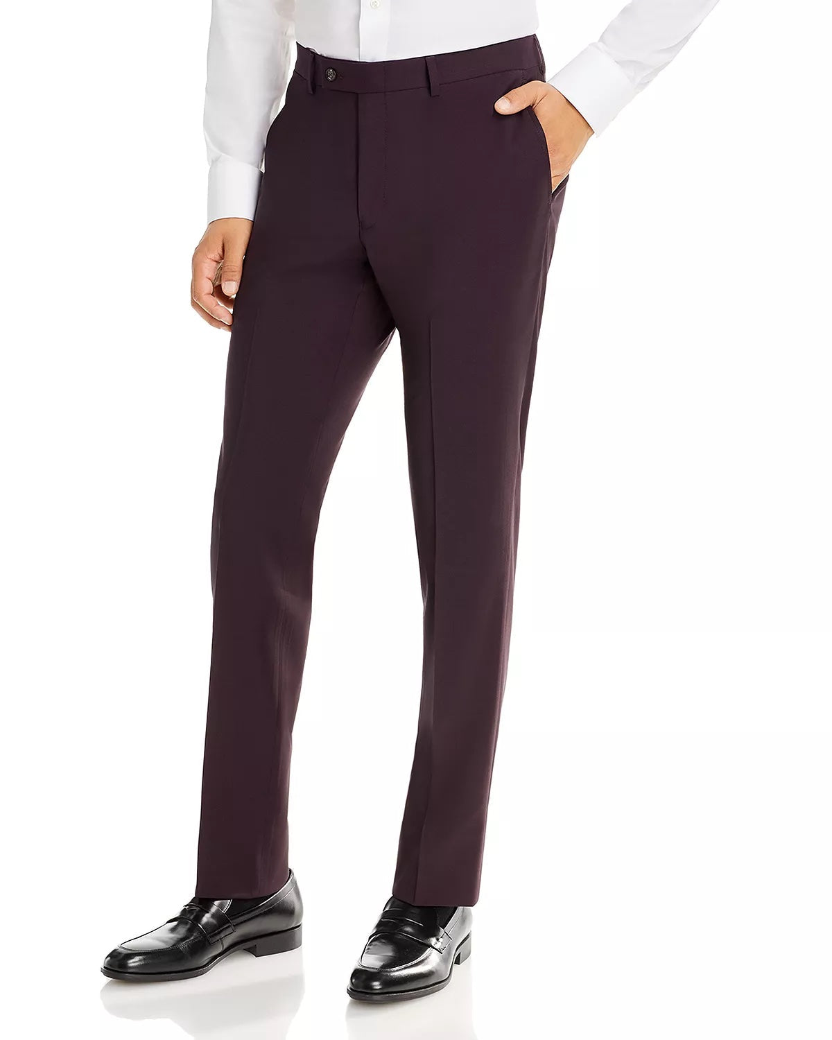 Robert Graham Wool & Mohair Slim Fit Dress Pants Size 33 Wine Red Burgundy Wool