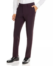 Robert Graham Wool & Mohair Slim Fit Dress Pants Size 33 Wine Red Burgundy Wool