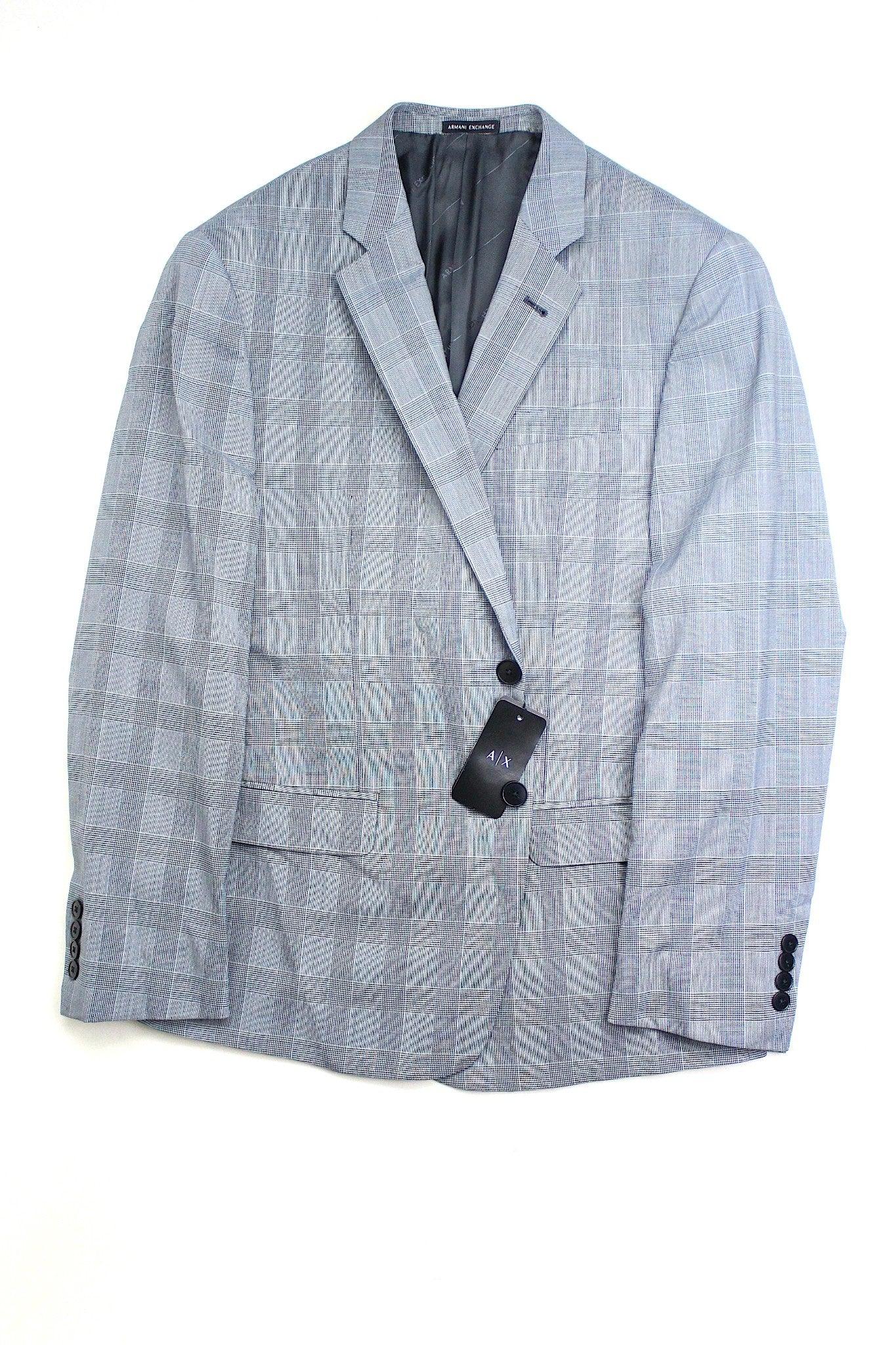 AX Armani Exchange Men's Slim-Fit Plaid Suit Jacket Light Blue 40S