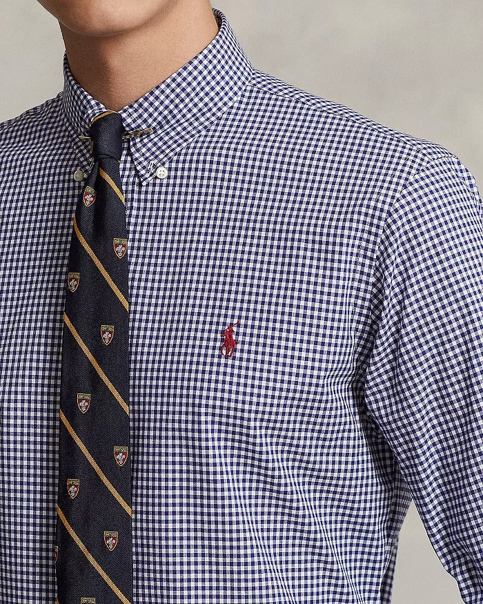 Polo Ralph Lauren Men's Slim Fit Poplin Button Down Shirt Blue White 17.5