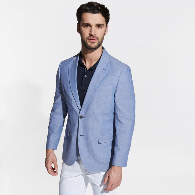 Nautica Mens Modern fit Sport Coat Blazer 40 R Light Blue Solid Stretch