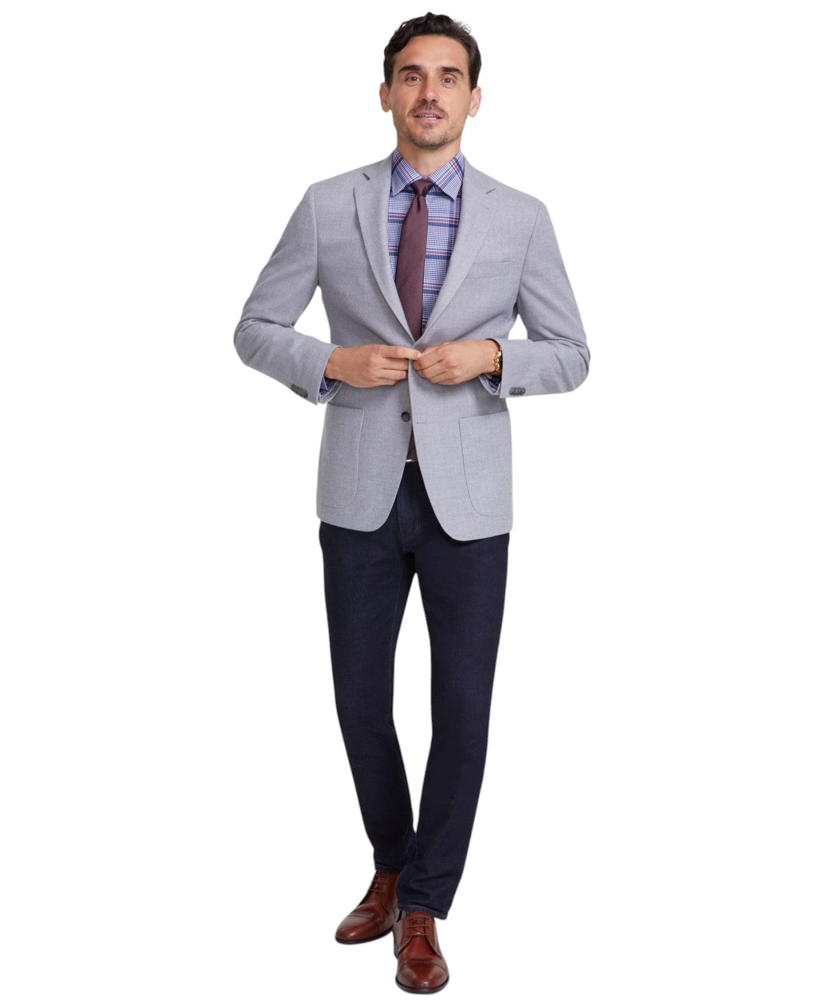 Michael Kors Mens Classic fit Sport Coat Blazer 42 S Light Gray Herringbone