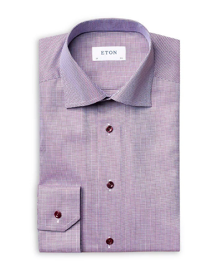 Eton Mens Slim Fit Twill Dress Shirt Size 15 / 38 / Medium Blue Red