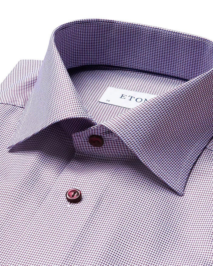 Eton Mens Slim Fit Twill Dress Shirt Size 15 / 38 / Medium Blue Red