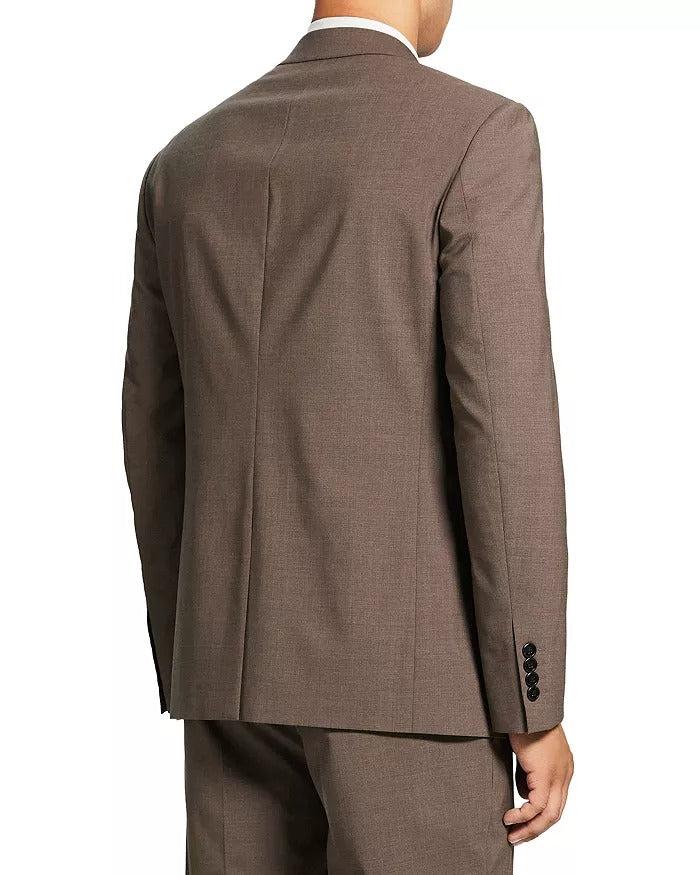 Theory Mens Chambers Slim Fit Suit Jacket 38S Brown Wool Stretch