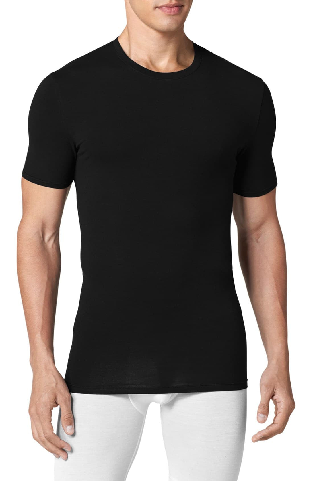 Tommy John Men's Second Skin Staytucked Crew Neck Tshirt Black Small