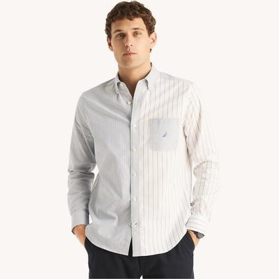 Nautica Men's Long Sleeve Button Down Shirt Bright White Medium