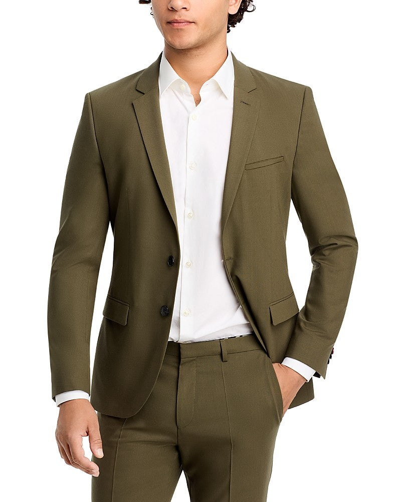 Hugo Boss Mens Extra-Slim fit Suit Jacket Blazer 40 R Green Solid Stretch Wool
