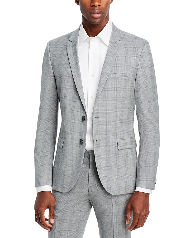 Hugo Boss Mens Slim fit Suit Jacket Blazer 42 S Grey Plaid Stretch