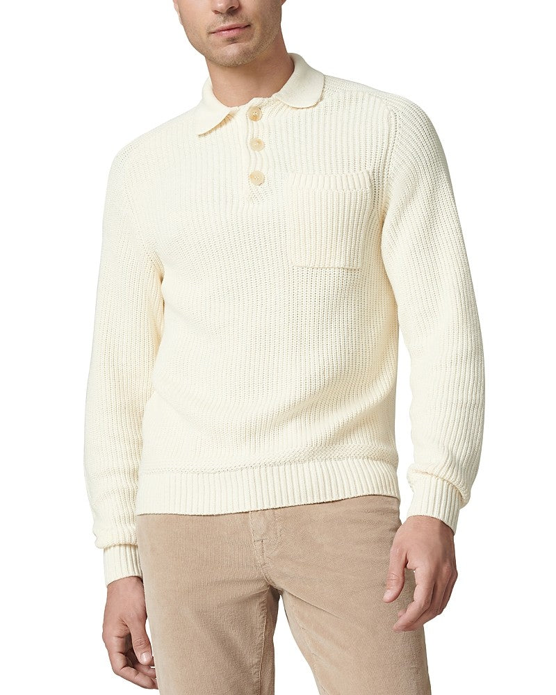 Joe'S Jeans Mens Regular fit Long Sleeve Polo Sweater Large Collared White Solid