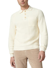 Joe'S Jeans Mens Regular fit Long Sleeve Polo Sweater Small Collared White Solid