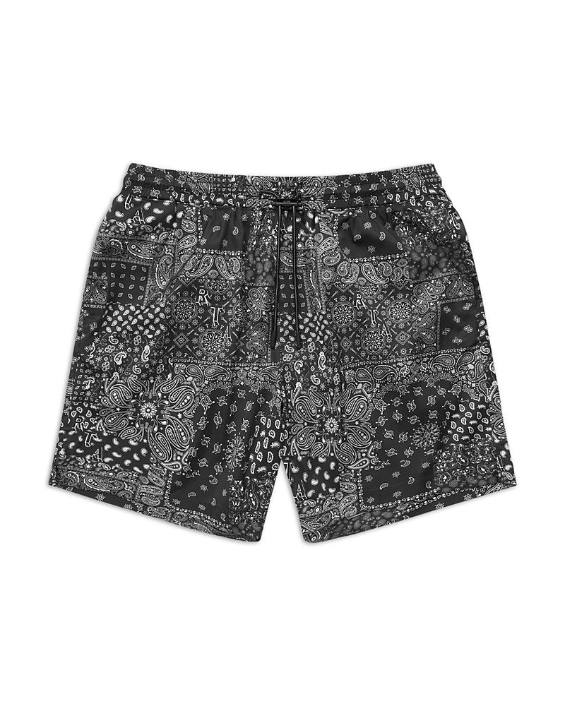 Rta Mens Regular fit Drawstring Swimwear Shorts Small 5.5 Inseam Black